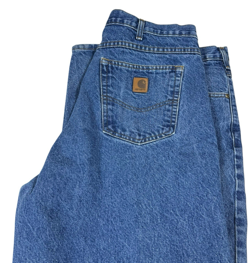 Carhartt B113 DST Jeans Mens 42x30 Relaxed Fit Dungaree Blue Denim Workwear